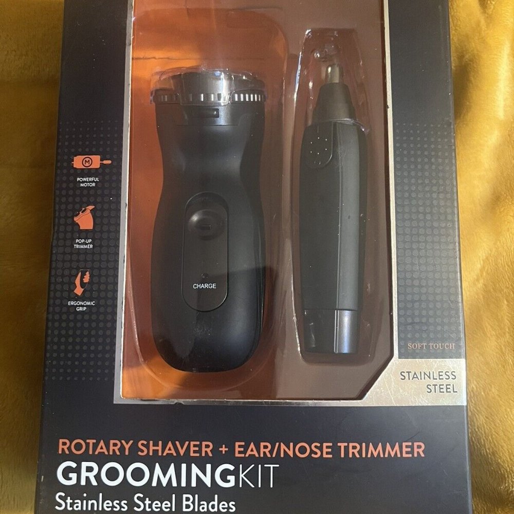 Vivitar-Grooming Kit (Black) Rotary Shaver and Ear/Nose Trimmer Compact Steel +